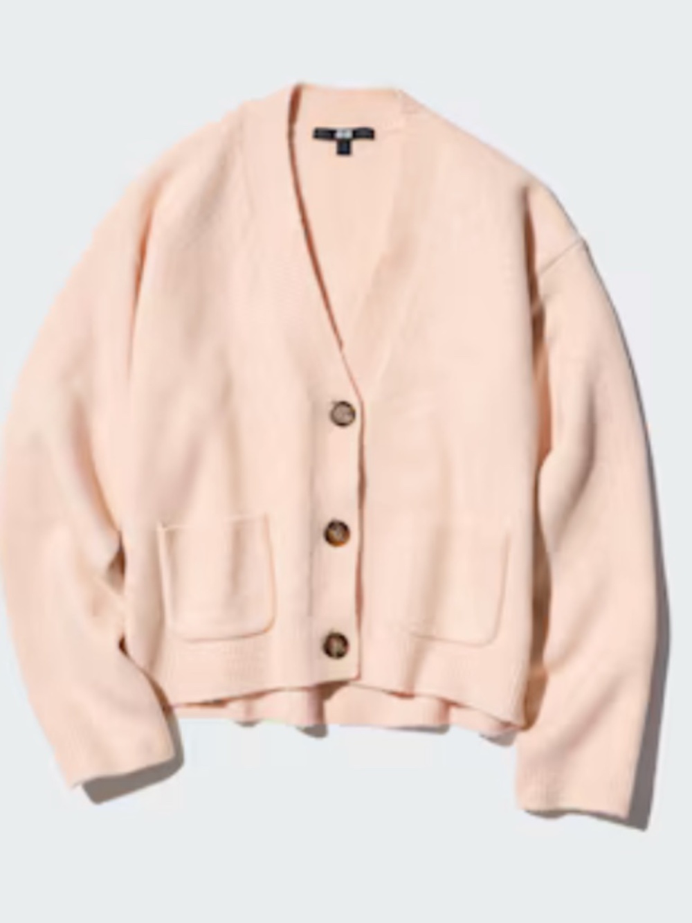 UNIQLO | Souffle Yarn Short V-Neck Cardigan | Peachy-Pink Size M